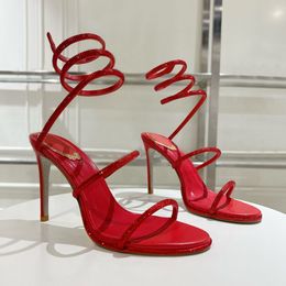 Bestselling Rhinestone stiletto sandals 9.5cm Evening shoes women's high heels luxury designer factory shoe Large size shoes Bring box 34-43