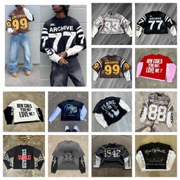 Men's Hoodies Double Layer Printed T Shirt Men Women Retro Harajuku Punk Casual Loose Long Sleeves Splicing Sweatshirt Pullover Street Hip Hop