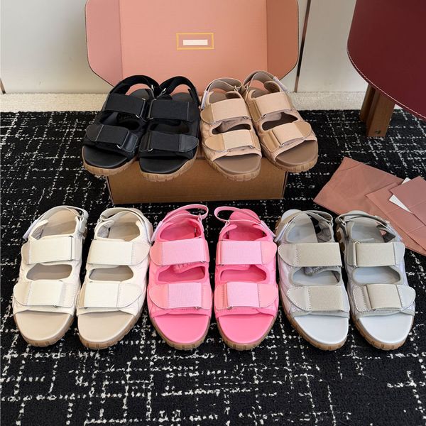 Top quality Suede Cloth Flat heel Platform sandals womens Casual slides Beach sandals luxury designer sandals for womens classic summer beach shoes 35-46
