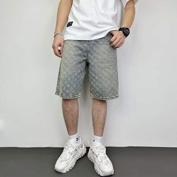 Men's Shorts Casual Jeans for Mens Washed Denim pants Fashion Men High Street Harajuku Retro Trendy Fashion Loose Fit Fir Straight Leg Y2k Goth Punk