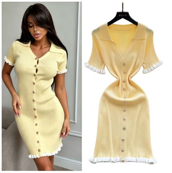 CNLONGBIDA Casual Dresses Autumn Winter French Fashion Old Money Long Sleeve Knit Dress Women 2000s V-Neck Frock Mini One-Piece Vintage Coquette