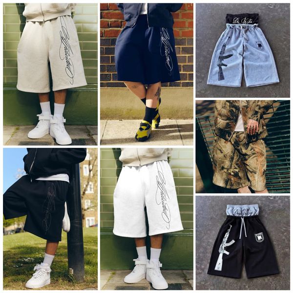 Y2K Street American Retro Head Hip Hop Summer Embroidered Mid Pants Trendy Loose Casual Pentagram Shorts Men