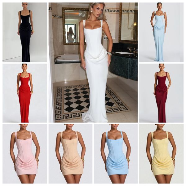 Sexy Women Square-neck Halter Mini Dress 2026 Pleated Sleeveless High Waist Backless Bodycon Dresses New Summer Lady Party Robes