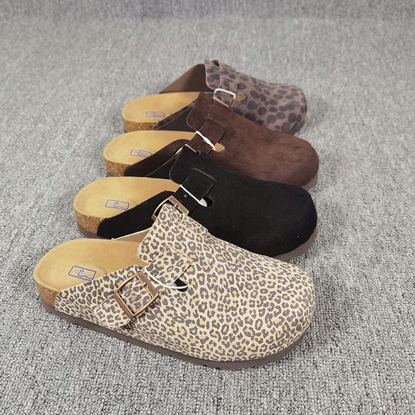 With Box Designer Clogs Sandals Boston Clog Sandal Mens Cork Slippers Women Flat Genuine Leather suede footbed slides arizona birkenstockksandal Men Casual Shoes