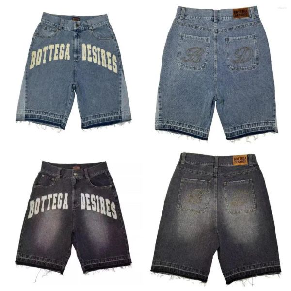 mens shorts Retro Hip Hop Cartoon Graphic Streetwear Denim Big Boy Embroidery Baggy jorts Harajuku Gym basketball short pants baggy jeans