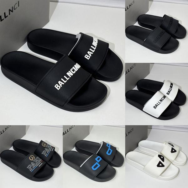 Pool Slide Designer Shoes Sandals Unisex Casual Rubber Sandal Flat Slides Classic One Word Rubber Sandals Black White Slippers Summer Casual Beach Sandals Size 35-46