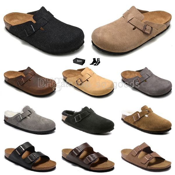 Designer Clogs Women Men Sandals Slippers Mules Cork Flat Soft Fluffy Fashion Suede Taupe Summer Leather Black Blue Grey Slide Beach Casual Shoes