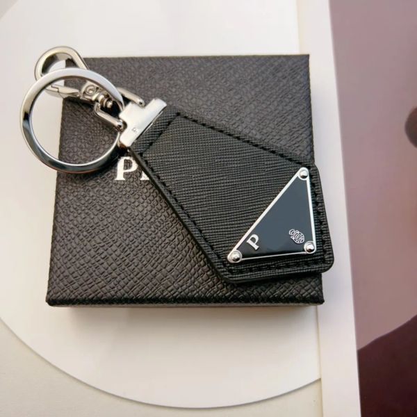 Pra Designer Triangle Chain Leather Temperament Versatile Style Fashion Design Keychain Top Quality Christmas Gift WITH BOX C28