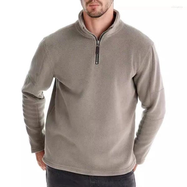 Men's Hoodies Autumn Winter Mens Sweatshirt Stand Neck Half Zip Long Sleeve Hoodie High-quality Fashion Versatile Fleece Sweaters Men