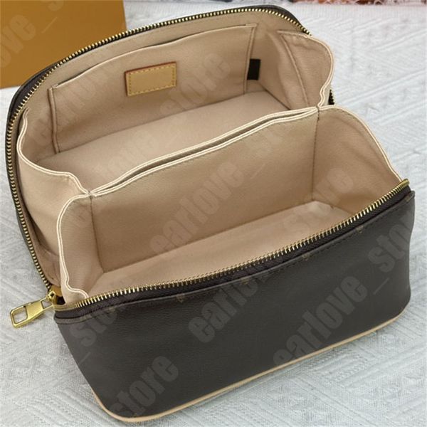 Women Luxury Toiletry Bag Designer 2 Compartment Make Up Bags Mens Travelling Cosmetic Case Leather Flower Makeup Bag Wash Pouch Toilet Pack
