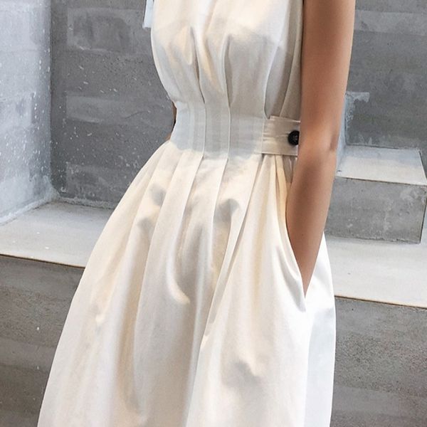 Women White Dress Black Fashion Elegant Party O-neck Sleeveless Vestido Tank Sundress Female spring summer Dresses