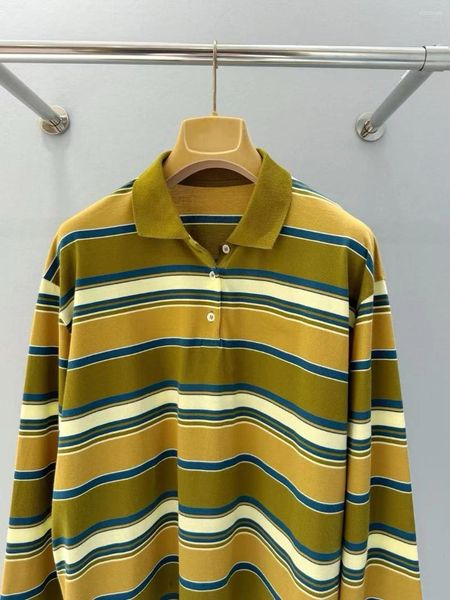 Women's T Shirts Unisex Style. Classic Cotton Knit Striped Polo Shirt. Spring And Summer Simple Fashionable.