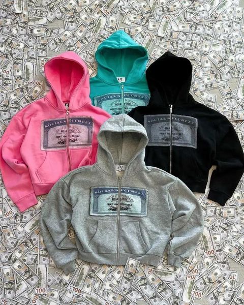 Men's Hoodies Winter Street Gothic Punk Pattern Hoodie Men Women Fashion American Retro Harajuku Loose Zipper Hooded Sweatshirt