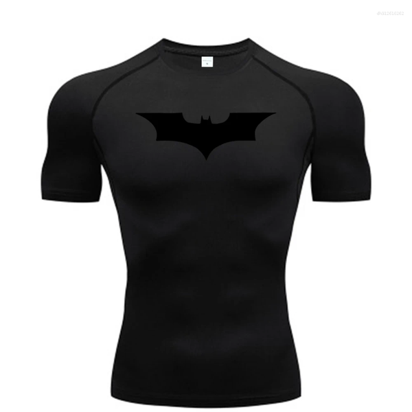 Men's T Shirts Bat Printed Tight T-Shirt Running Compression Shirt Fitness Jogging Short Sleeve Male Casual Tops
