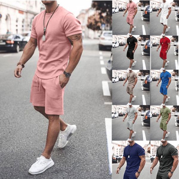 Men's Tracksuits Summer Short Sleeve Leisure Suit Fashion Outdoor Fitness Men Breathable T-shirt Sports Shorts Two Sets
