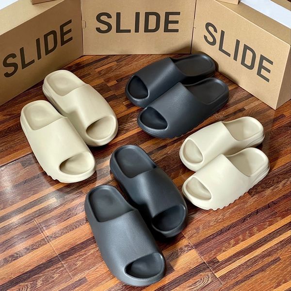 US Stocking Local Warehouse Slides Designer Slippers For Men Women Summer Beach Sandals Rubber Fashion Sliders Bone Onyx Black Outdoor Casual Shoes Size 36-47