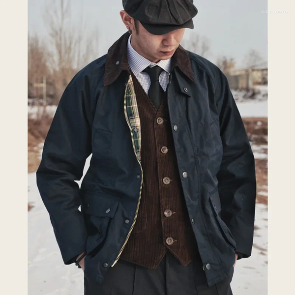 Men's Jackets Gddqsdc English Vintage Hunting Wear Non-wax Jacket Spring Autumn Waterproof Windproof Working Bbra Duplicate