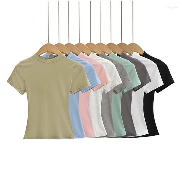 Women's T Shirts 2025 High Quality Casual Shirt Sexy Slim Short Sleeves Fashion Trend Solid Women Clothing Tops