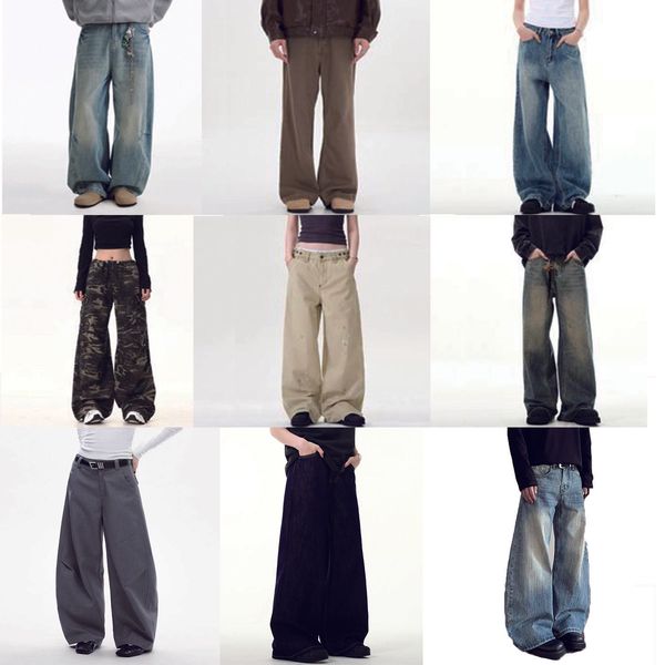 Men's Jeans Distressed Vintage Blue Pants Men Wide-leg Denim Trousers Male Oversize Streetwear Fashion Casual Baggy Straight