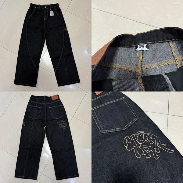 Men's Jeans Classic Embroidered Logo Patchwork Fashion Trousers Men Women Casual Denim Pants Real Po One Day Shipped Out