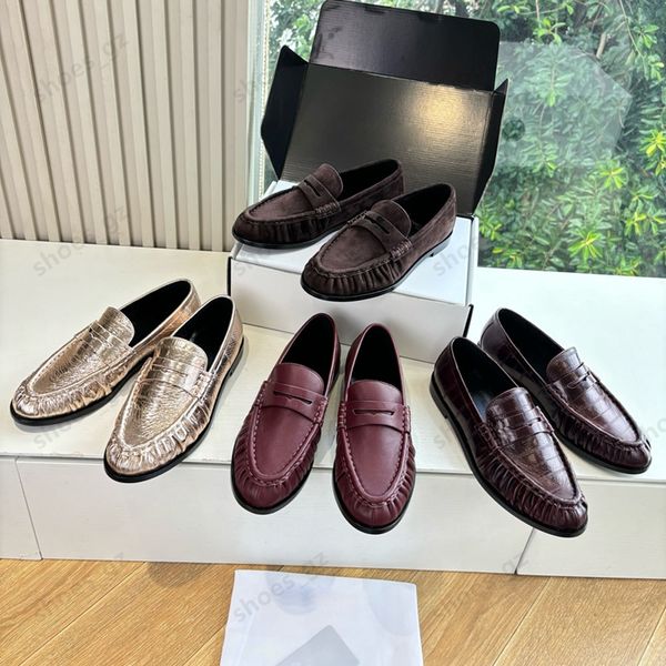 High quality Classic brown Suede Women's loafers slip on shoes Flat heel dress shoes designer loafers for women laidy holiday Leisure Driving shoes Mule slippers 35-43