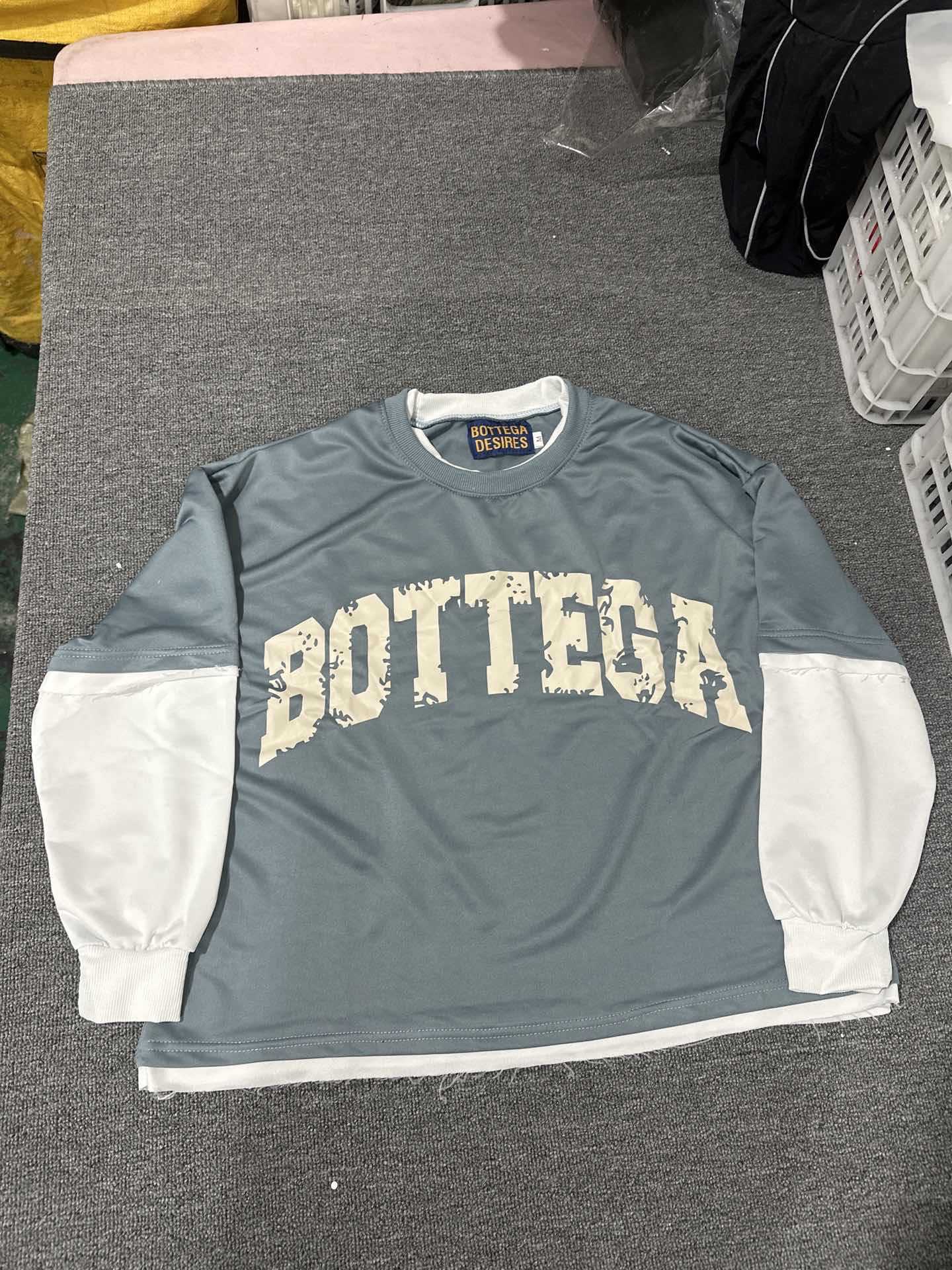 Street letter printed round neck fake two piece long sleeved t-shirt for men and women Y2k fashionable casual loose top trend