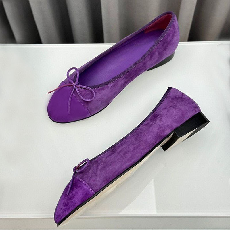 Dress shoes womens designer Ballet shoes women SHoes Spring Autumn new bow fashion Flat boat shoe Lady leather Lazy dance Loafers Large size 34-42 With box Leather sole